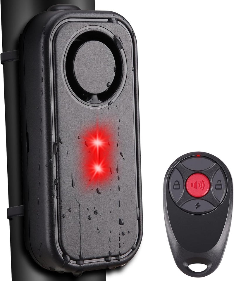 Rupse 113db Bike Alarm System, IP66 Waterproof and Anti-Theft car Vibration Alarm Sensor with LED Light and Remote Control, Suitable for Bicycles, Motorcycles, Cars, Doors and Windows, etc - Image 1
